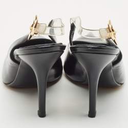 Pre Owned Dolce & Gabbana Black Leather and PVC Slingback Pumps Size 37.5