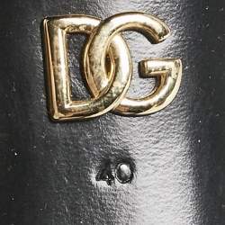 مملوكة مسبقًا Dolce & Gabbana Black Lizard Embossed Leather Bianca Sandals Size 40