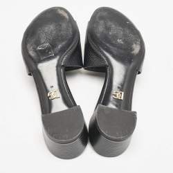 مملوكة مسبقًا Dolce & Gabbana Black Lizard Embossed Leather Bianca Sandals Size 40