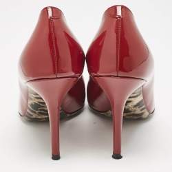 Dolce & Gabbana Dark Red Patent Leather Round Toe Pumps Size 39