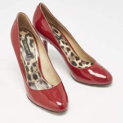 Dolce & Gabbana Dark Red Patent Leather Round Toe Pumps Size 39