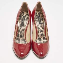 Dolce & Gabbana Dark Red Patent Leather Round Toe Pumps Size 39