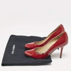 Dolce & Gabbana Dark Red Patent Leather Round Toe Pumps Size 39