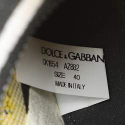 Dolce & Gabbana Yellow/Black Knit Fabric Logo Print Slip On Sneakers Size 40