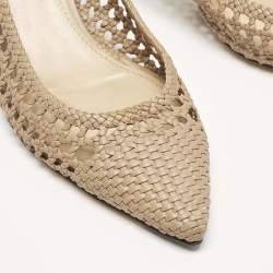 Dolce & Gabbana Beige Woven Leather Slingback Pumps Size 41