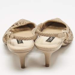 Dolce & Gabbana Beige Woven Leather Slingback Pumps Size 41