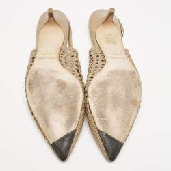 Dolce & Gabbana Beige Woven Leather Slingback Pumps Size 41