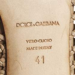 Dolce & Gabbana Beige Woven Leather Slingback Pumps Size 41