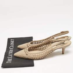Dolce & Gabbana Beige Woven Leather Slingback Pumps Size 41