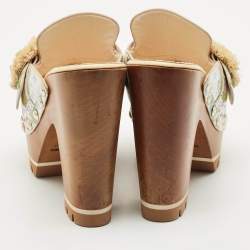 Dolce & Gabbana Multicolor Hydrangea Print Patent Leather Taormina Platform Clogs Size 39.5