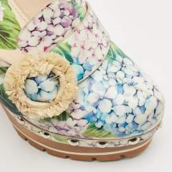 Dolce & Gabbana Multicolor Hydrangea Print Patent Leather Taormina Platform Clogs Size 39.5