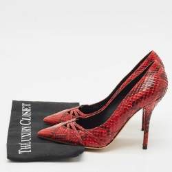 Dolce & Gabbana Red Python Pointed Toe Pumps Size 38