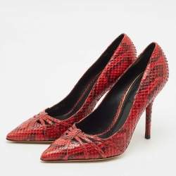 Dolce & Gabbana Red Python Pointed Toe Pumps Size 38