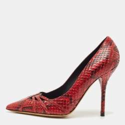 Dolce & Gabbana Red Python Pointed Toe Pumps Size 38