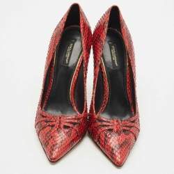 Dolce & Gabbana Red Python Pointed Toe Pumps Size 38