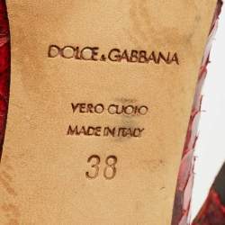 Dolce & Gabbana Red Python Pointed Toe Pumps Size 38