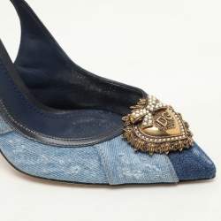 Dolce & Gabbana Blue Denim Devotion Slingback Pumps Size 37