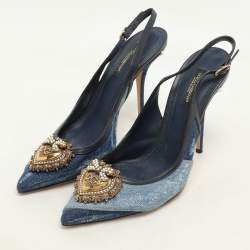 Dolce & Gabbana Blue Denim Devotion Slingback Pumps Size 37