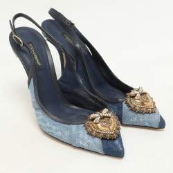 Dolce & Gabbana Blue Denim Devotion Slingback Pumps Size 37