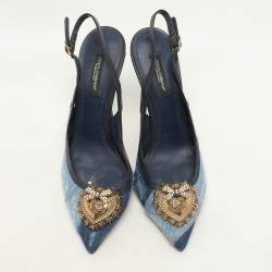Dolce & Gabbana Blue Denim Devotion Slingback Pumps Size 37