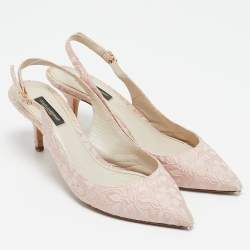 Dolce & Gabbana Pink Lurex Fabric Slingback Pumps Size 37.5