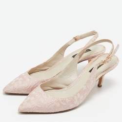 Dolce & Gabbana Pink Lurex Fabric Slingback Pumps Size 37.5