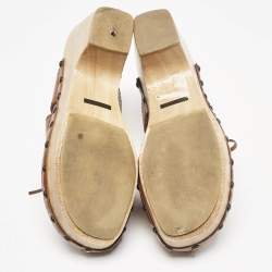 Dolce & Gabbana Brown Leather Bow Wooden Clogs Size 39