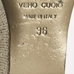 Dolce & Gabbana Gold Glitter and Canvas Wedge Sandals Size 36