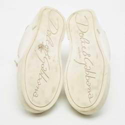 Dolce & Gabbana White Leather Pearl Embellished Portofino Sneakers Size 38