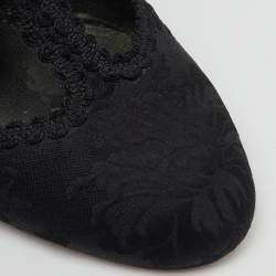 Dolce & Gabbana Black Brocade Fabric Sacred Heart T-Strap Pumps Size 37