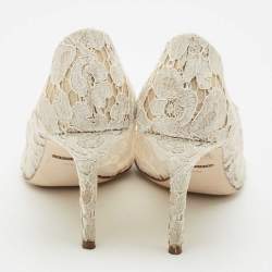 Dolce & Gabbana Off White Lace and Mesh Bellucci Pumps Size 38.5