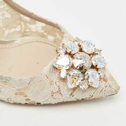Dolce & Gabbana Off White Lace and Mesh Bellucci Pumps Size 38.5
