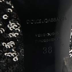 Dolce & Gabbana Black/Silver Sequin Platform Pumps Size 38