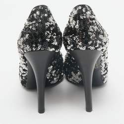 Dolce & Gabbana Black/Silver Sequin Platform Pumps Size 38