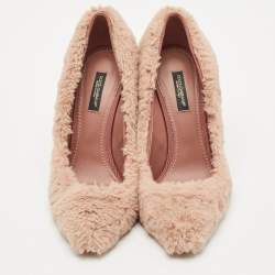 Dolce & Gabbana Old Rose Faux Fur Pumps Size 37.5