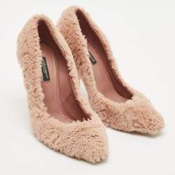 Dolce & Gabbana Old Rose Faux Fur Pumps Size 37.5