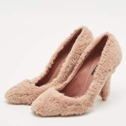 Dolce & Gabbana Old Rose Faux Fur Pumps Size 37.5