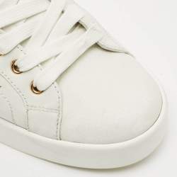 Pre Owned Dolce & Gabbana White Leather Portofino Embellished Low Top Sneakers Size 39.5