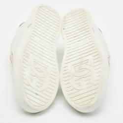 Pre Owned Dolce & Gabbana White Leather Portofino Embellished Low Top Sneakers Size 39.5