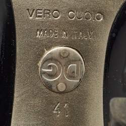 Pre Owned Dolce & Gabbana Black Patent Leather Peep Toe Slingback Pumps Size 41