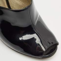 Pre Owned Dolce & Gabbana Black Patent Leather Peep Toe Slingback Pumps Size 41