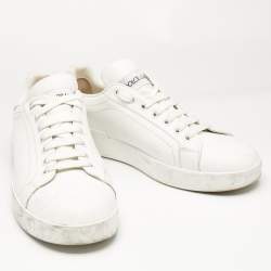 Pre Owned Dolce & Gabbana White Leather Portofino Sneakers Size 39