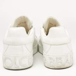 Pre Owned Dolce & Gabbana White Leather Portofino Sneakers Size 39