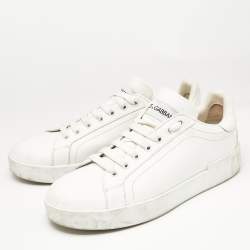 Pre Owned Dolce & Gabbana White Leather Portofino Sneakers Size 39