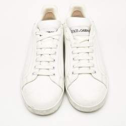 Pre Owned Dolce & Gabbana White Leather Portofino Sneakers Size 39