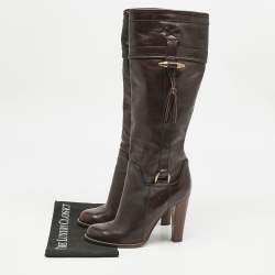 Dolce & Gabbana Brown Leather Knee Length Boots Size 39.5