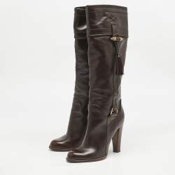 Dolce & Gabbana Brown Leather Knee Length Boots Size 39.5