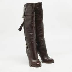 Dolce & Gabbana Brown Leather Knee Length Boots Size 39.5