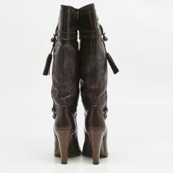 Dolce & Gabbana Brown Leather Knee Length Boots Size 39.5