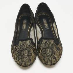 Dolce & Gabbana Black Lace Smoking Slippers Size 37.5